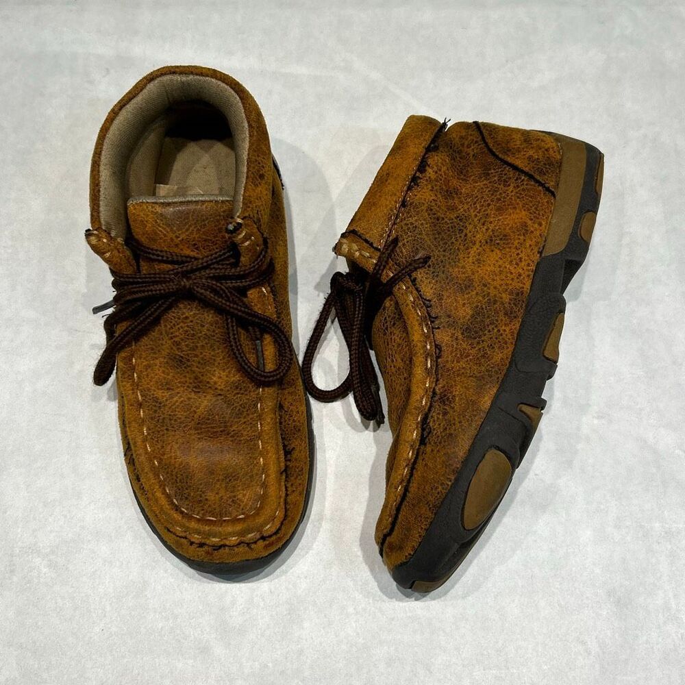 Twister Toddler Kids Chukkas Shoes Lace Up Boots Sz 11 Brown Faux Leather Wester